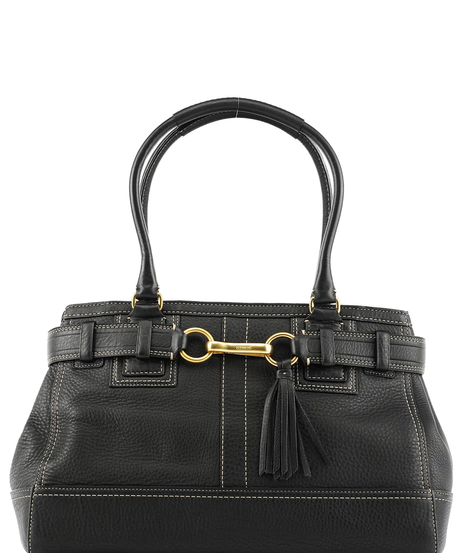 Coach F10213 Black Pebbled Leather Hamptons Tote Bag