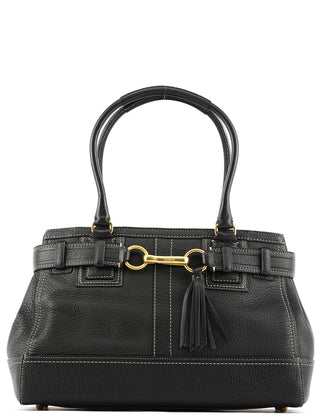 Coach F10213 Black Pebbled Leather Hamptons Tote Bag
