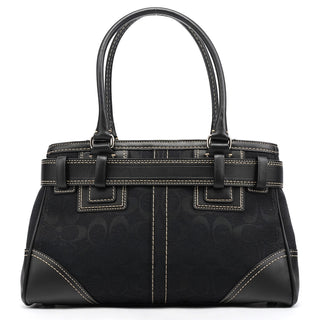 Coach F10245 Black Signature Canvas Hamptons Tote Bag
