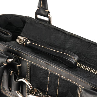 Coach F10245 Black Signature Canvas Hamptons Tote Bag