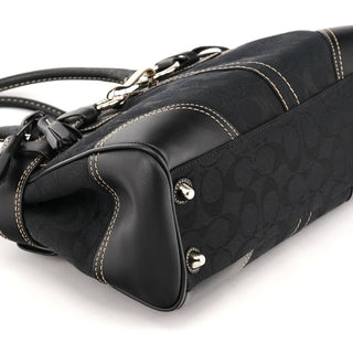 Coach F10245 Black Signature Canvas Hamptons Tote Bag