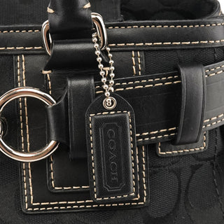 Coach F10245 Black Signature Canvas Hamptons Tote Bag