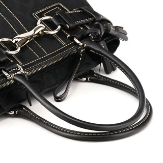 Coach F10245 Black Signature Canvas Hamptons Tote Bag