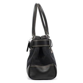 Coach F10245 Black Signature Canvas Hamptons Tote Bag