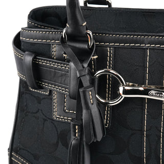 Coach F10245 Black Signature Hamptons Tote Bag