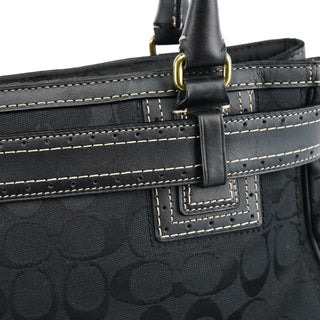 Coach F10507 Black Signature Canvas Hampton Tote Bag
