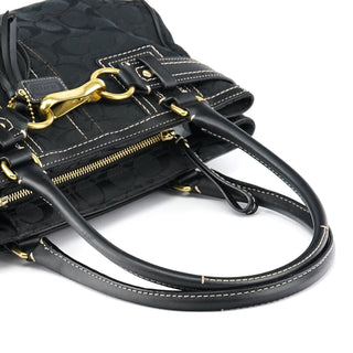 Coach F10507 Black Signature Canvas Hampton Tote Bag