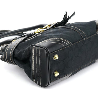 Coach F10507 Black Signature Canvas Hampton Tote Bag