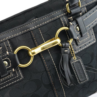 Coach F10507 Black Signature Canvas Hampton Tote Bag