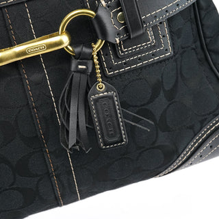 Coach F10507 Black Signature Canvas Hampton Tote Bag