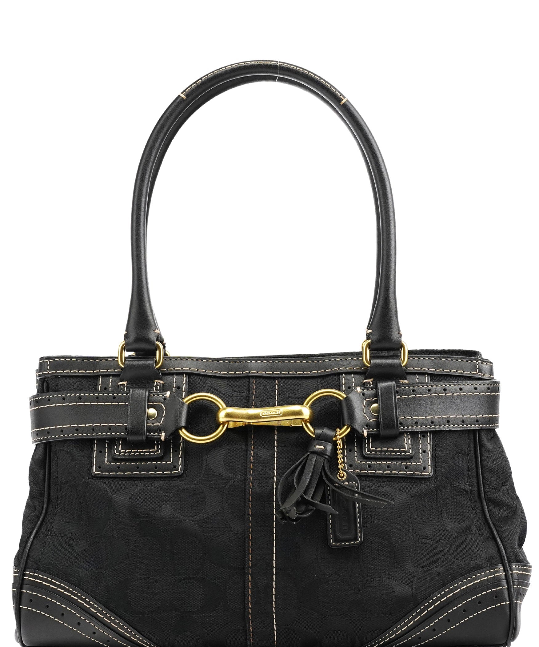 Coach F10507 Black Signature Canvas Hampton Tote Bag