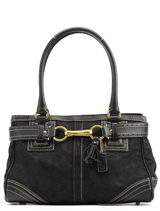 Coach F10507 Black Signature Canvas Hampton Tote Bag