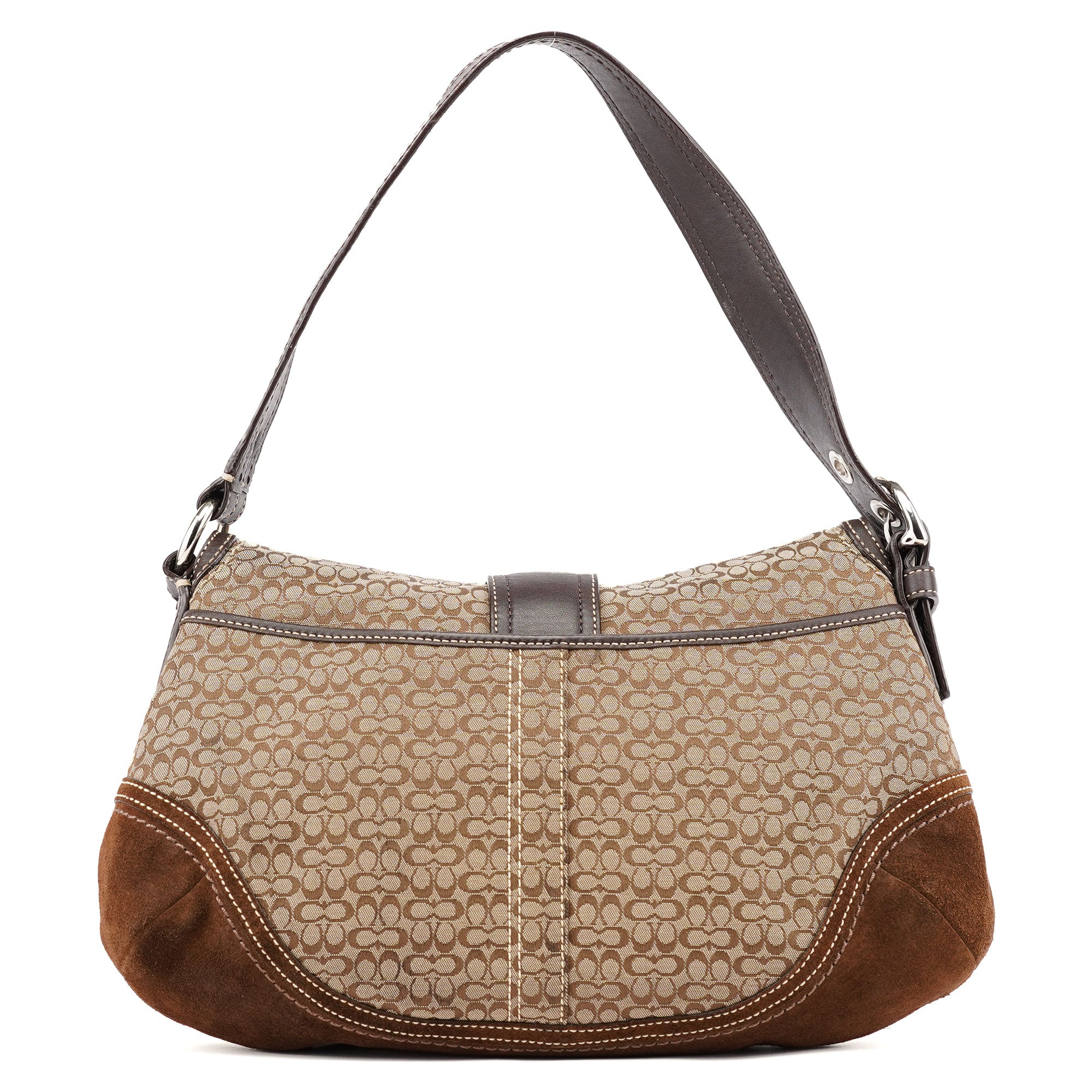 Coach F10926 Beige Brown Suede Soho Shoulder Bag
