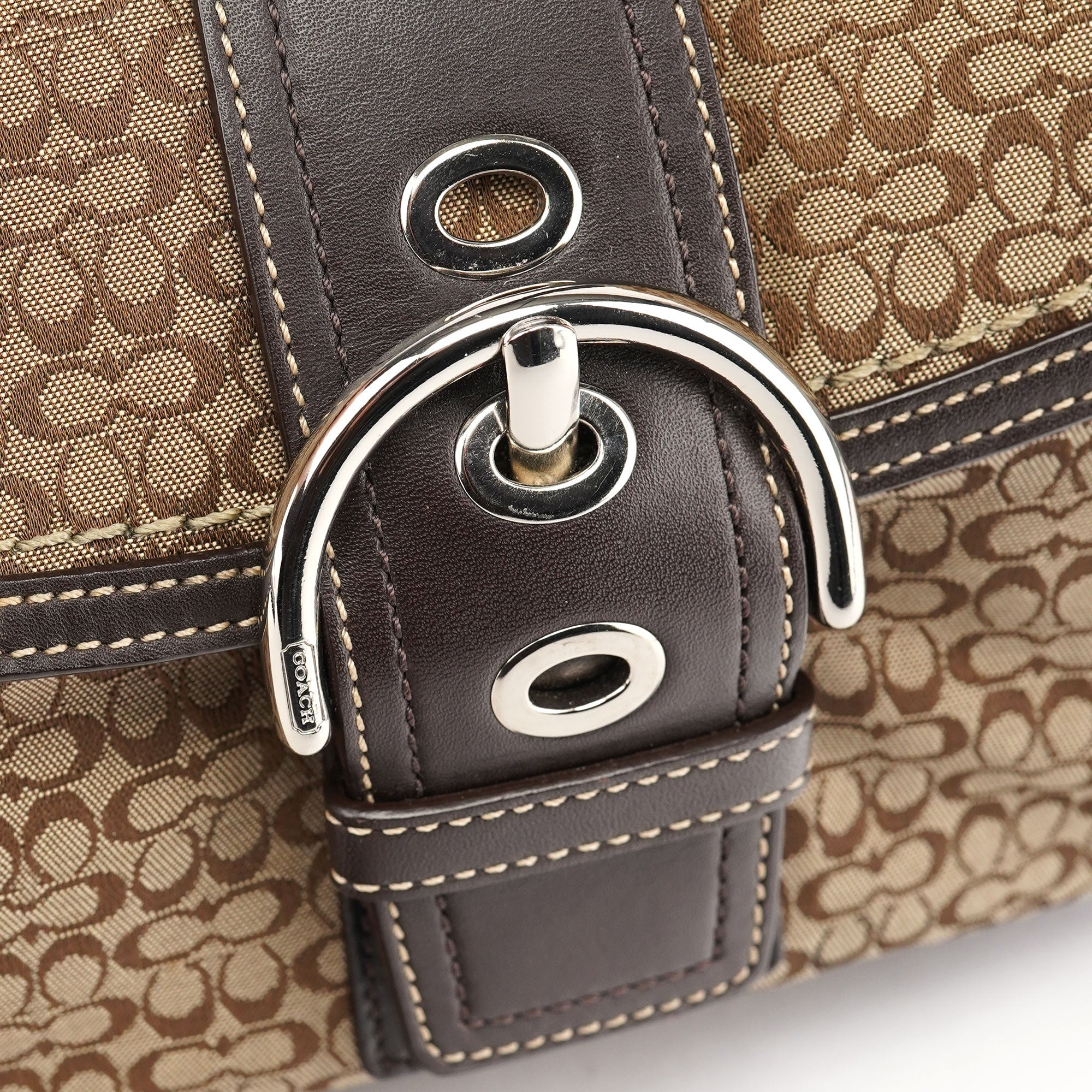 Coach F10926 Beige Brown Suede Soho Shoulder Bag