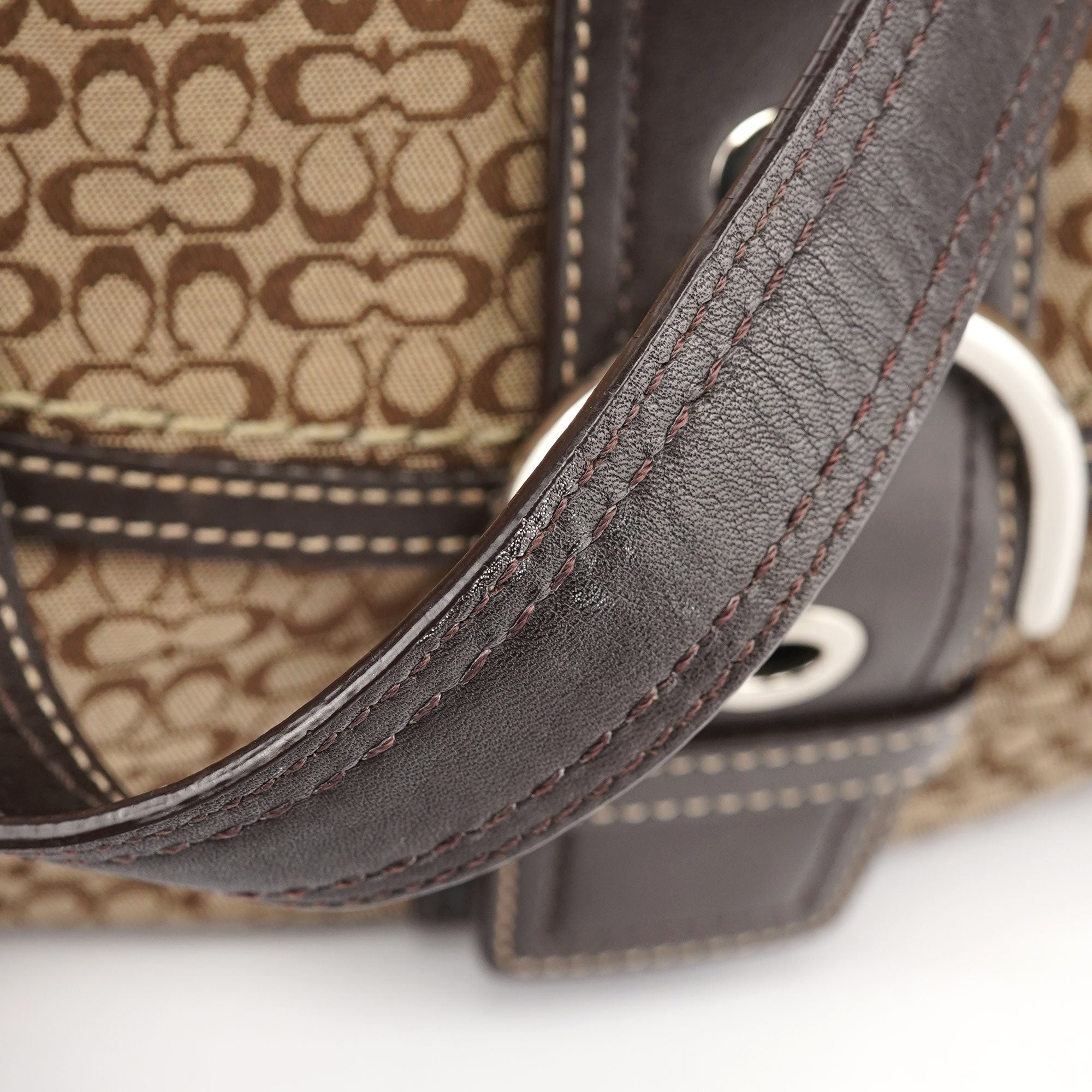 Coach F10926 Beige Brown Suede Soho Shoulder Bag