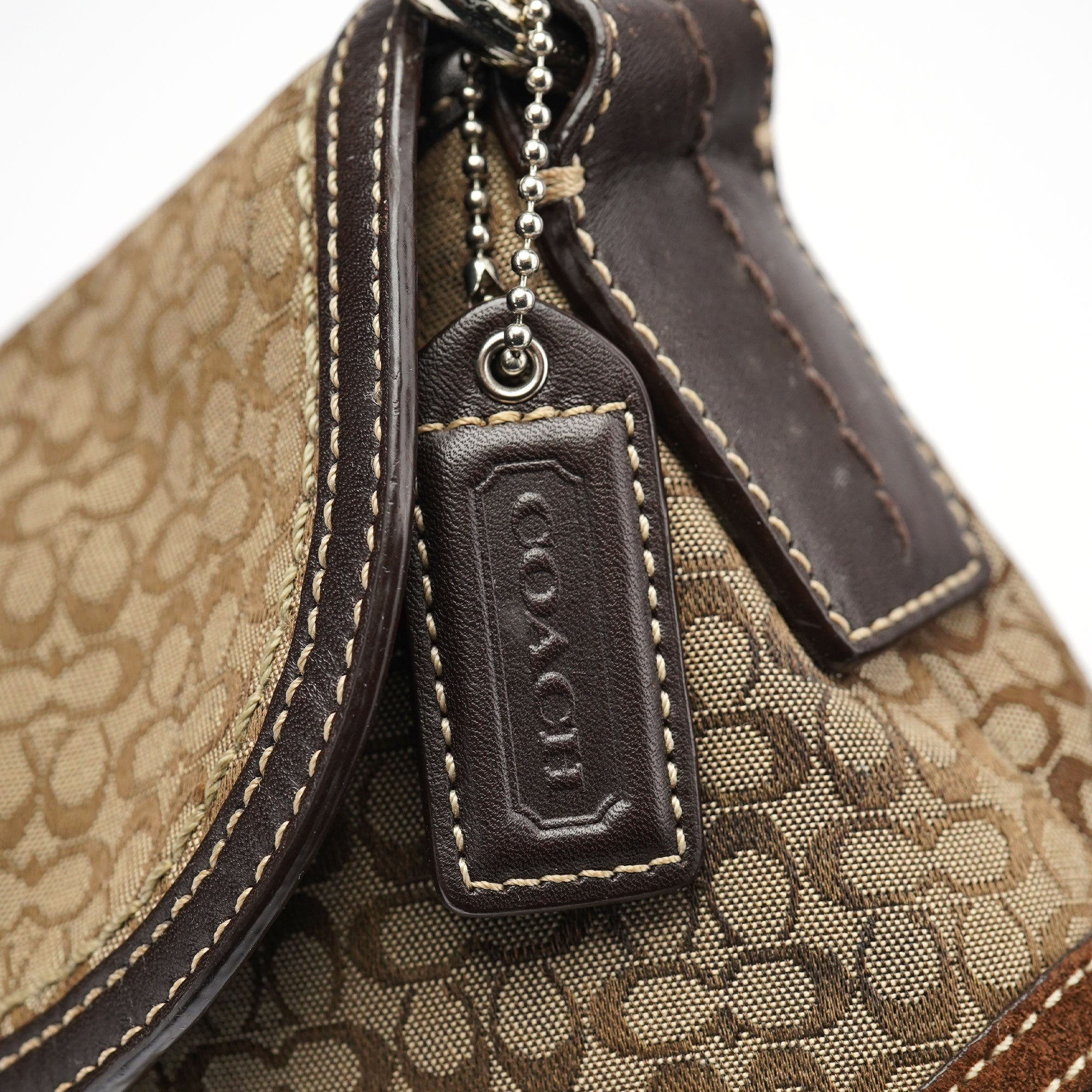 Coach F10926 Beige Brown Suede Soho Shoulder Bag