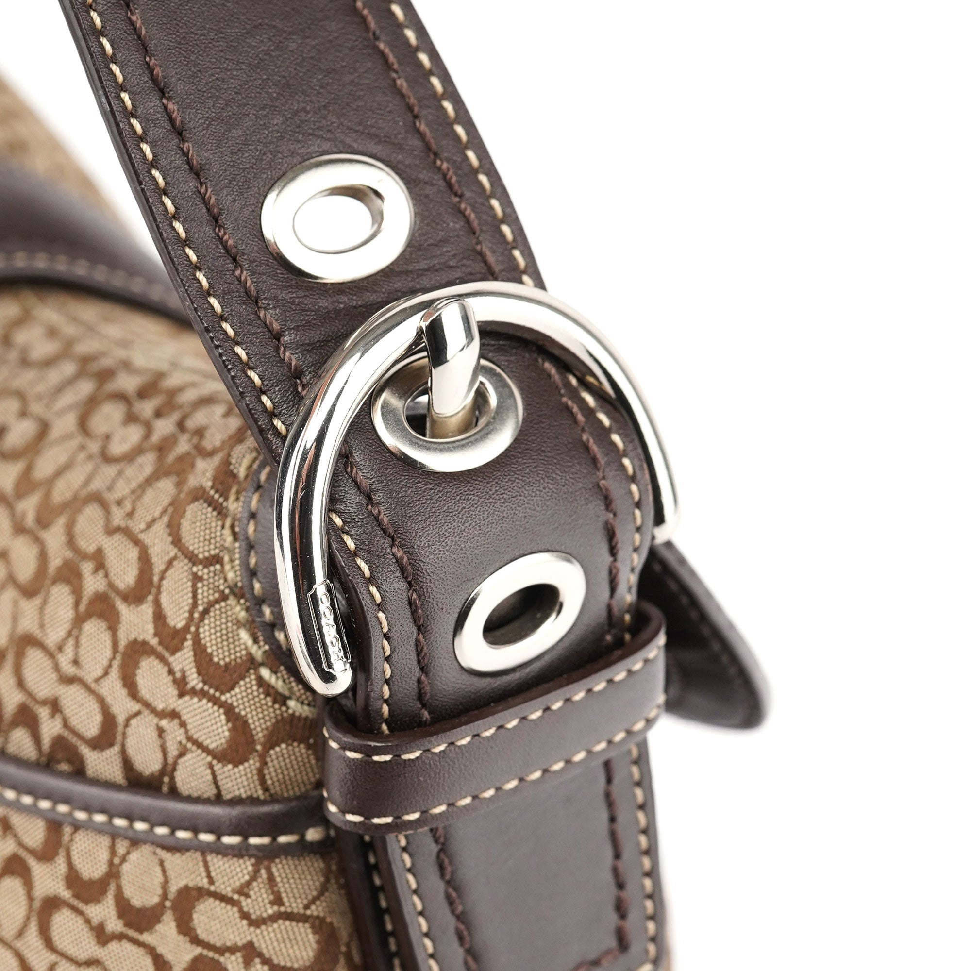 Coach F10926 Beige Brown Suede Soho Shoulder Bag