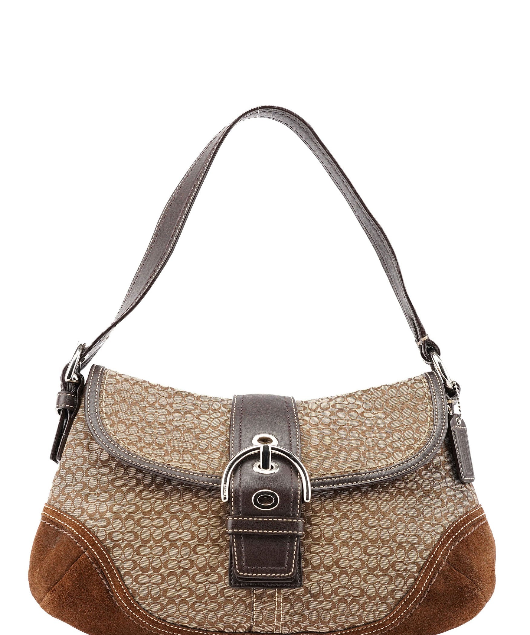 Coach F10926 Beige Brown Suede Soho Shoulder Bag