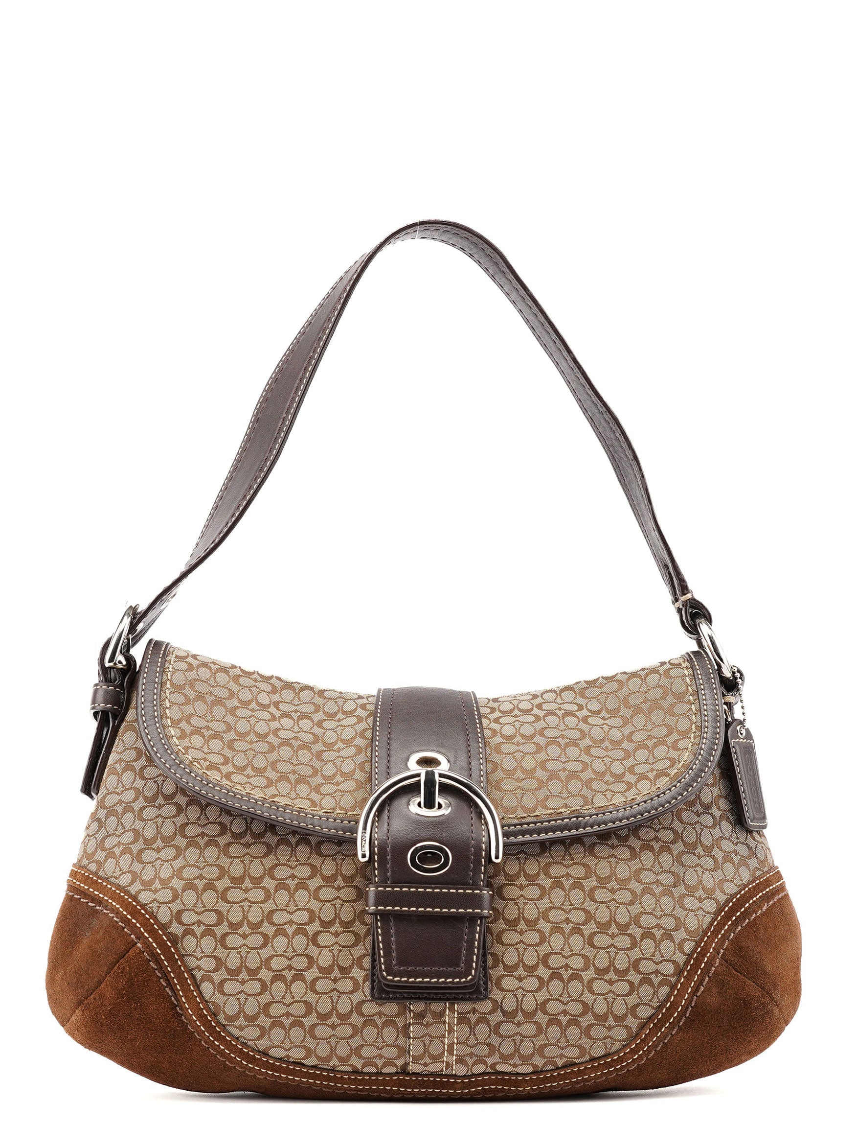 Coach F10926 Beige Brown Suede Soho Shoulder Bag