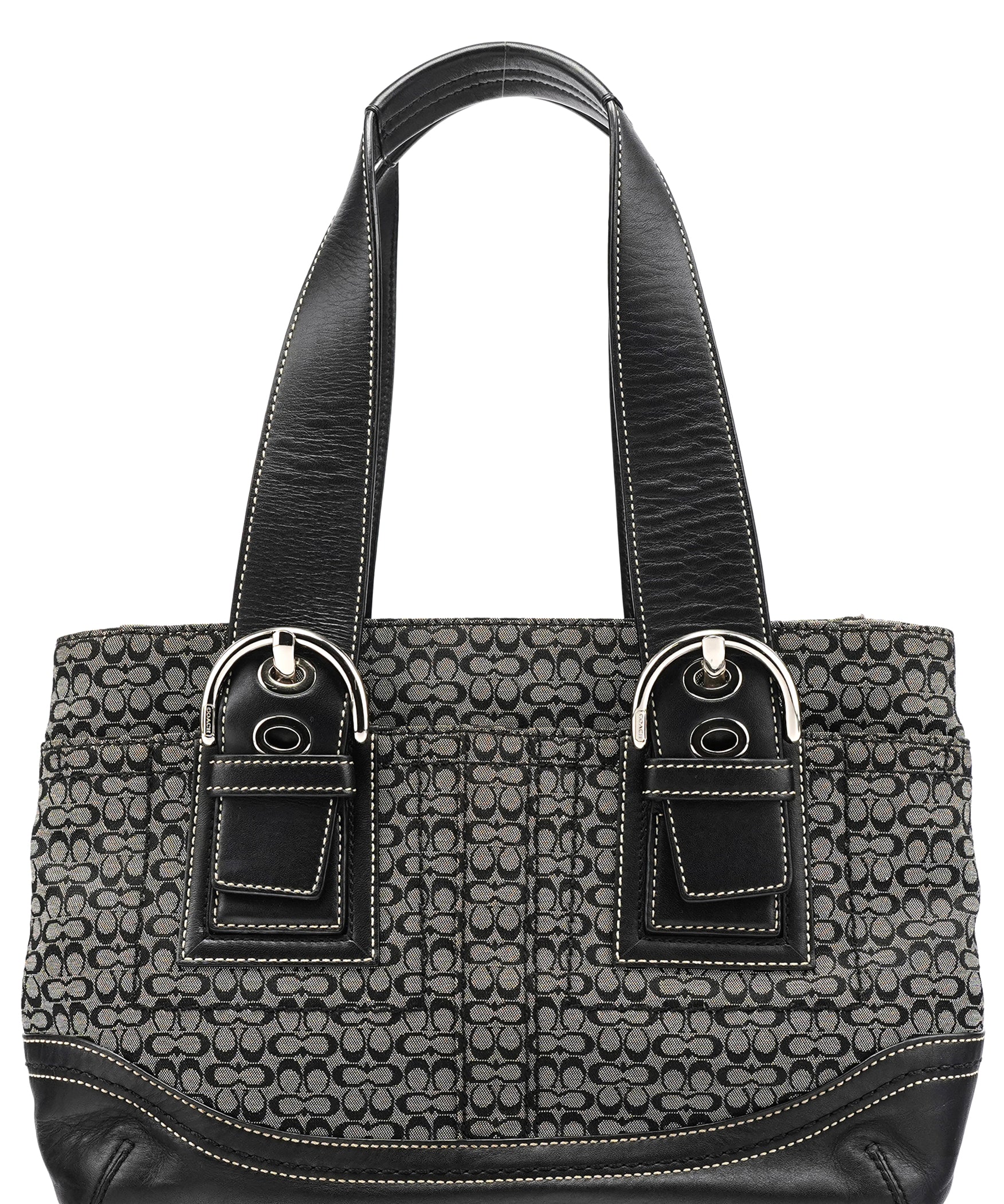 Coach F10927 Grey Black Signature Soho Tote Bag