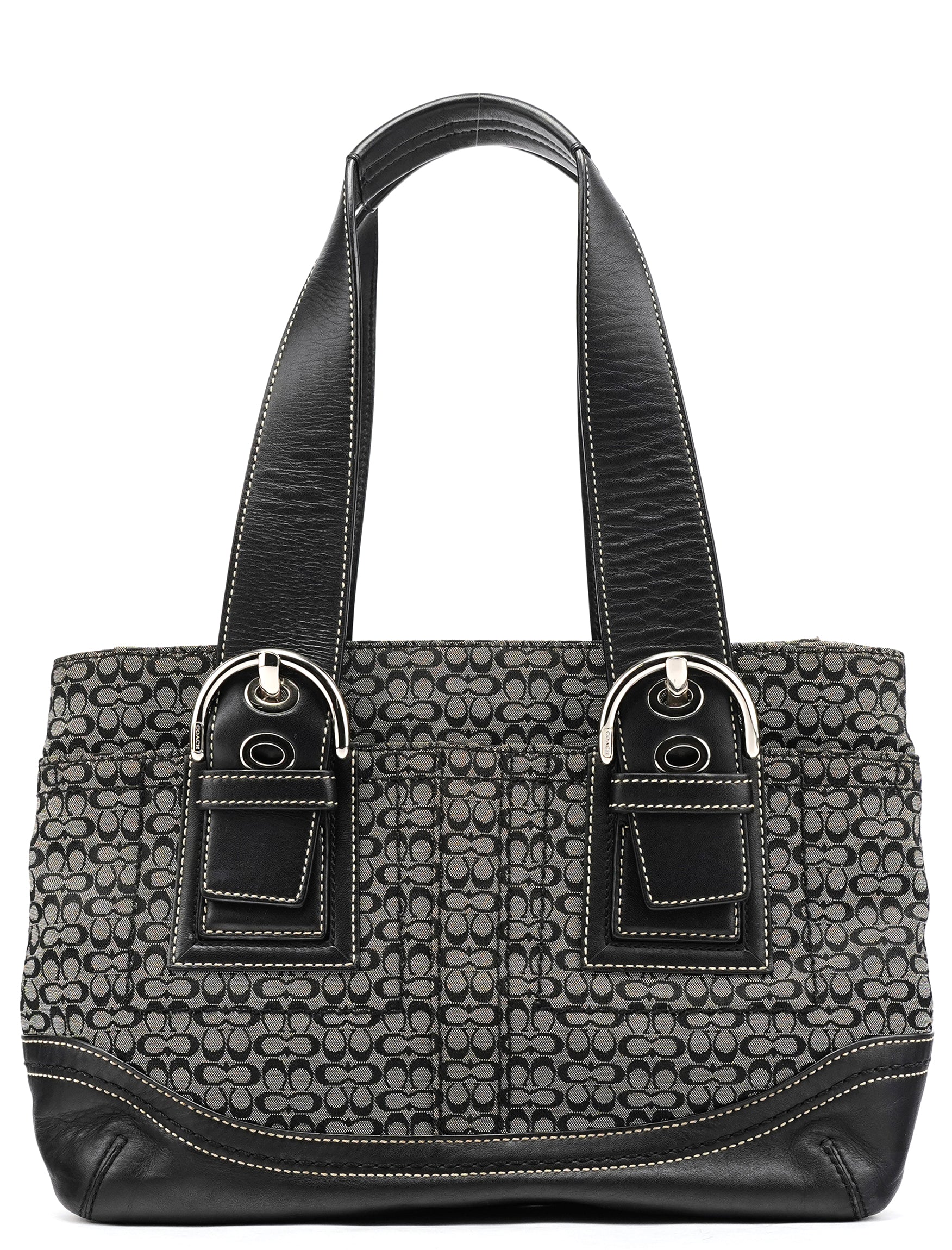 Coach F10927 Grey Black Signature Soho Tote Bag