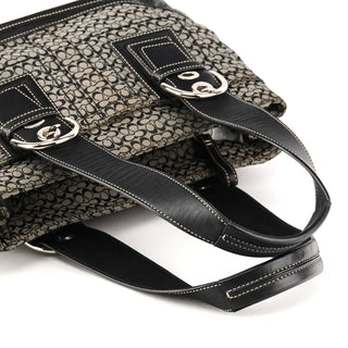 Coach F10927 Grey Black Signature Soho Tote Bag