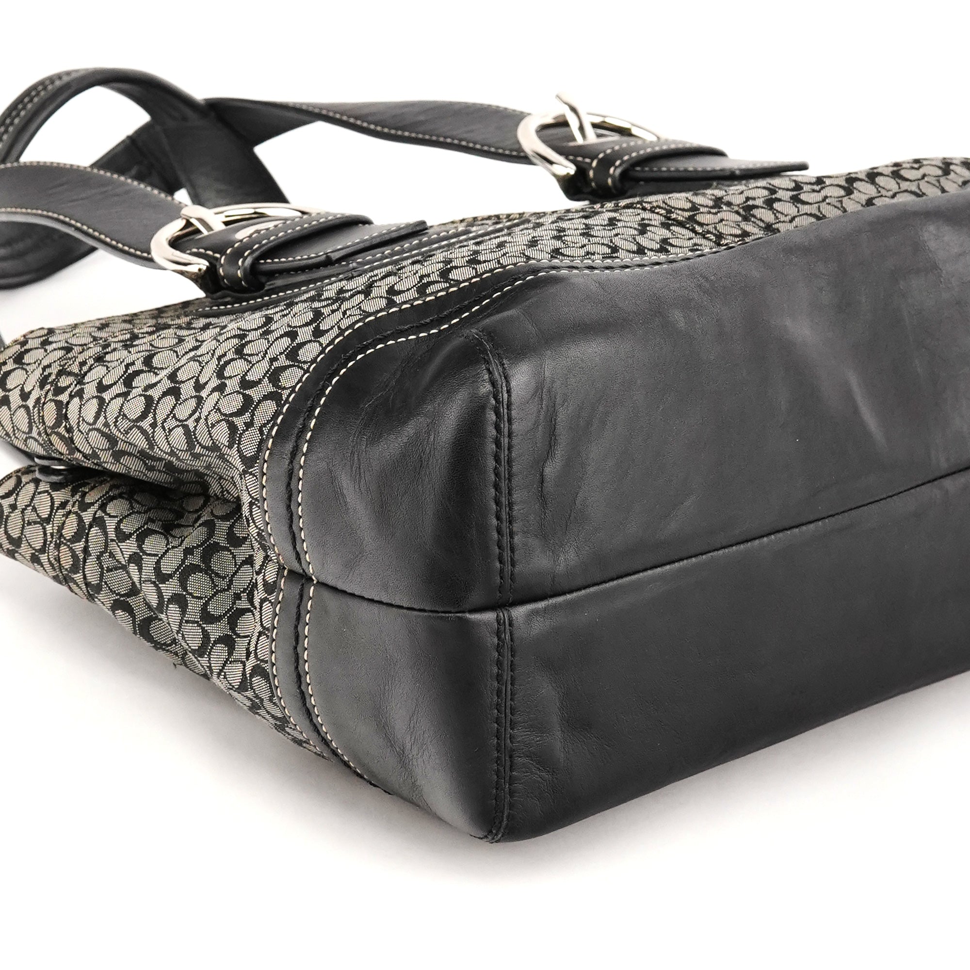 Coach F10927 Grey Black Signature Soho Tote Bag