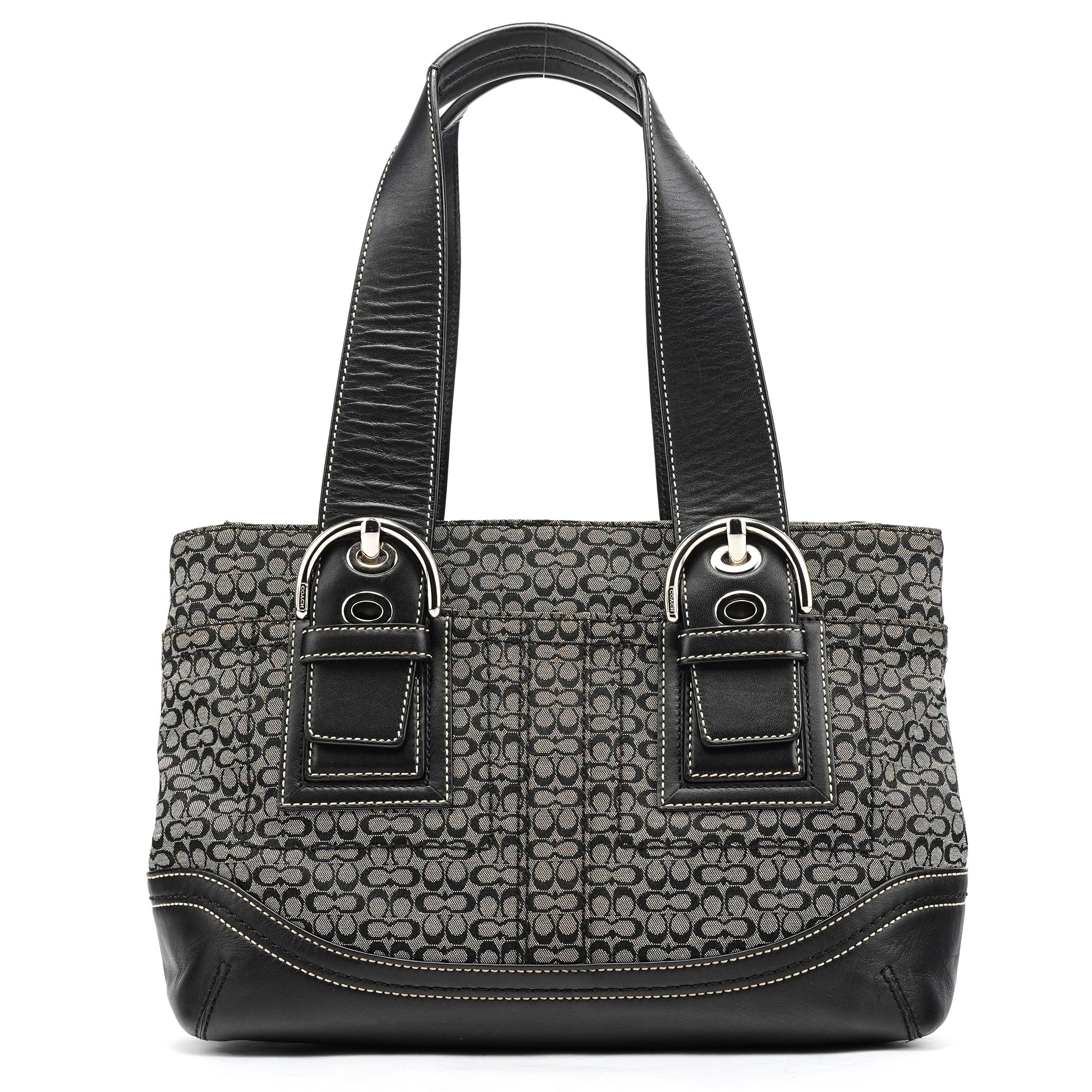 Coach F10927 Grey Black Signature Soho Tote Bag