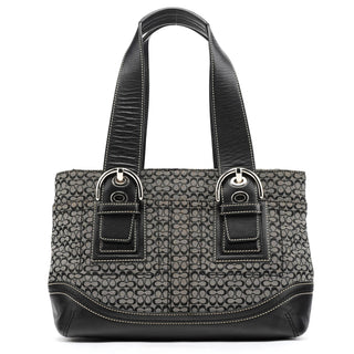 Coach F10927 Grey Black Signature Soho Tote Bag