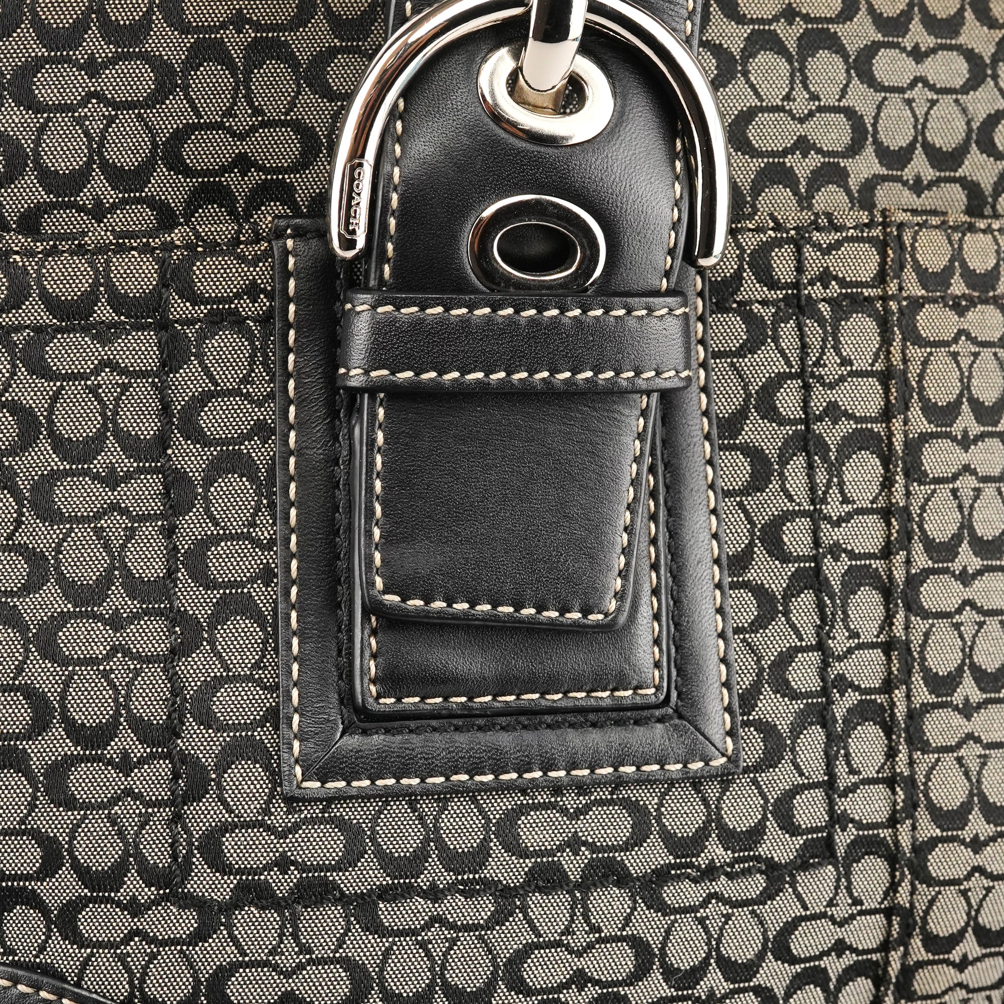 Coach F10927 Grey Black Signature Soho Tote Bag