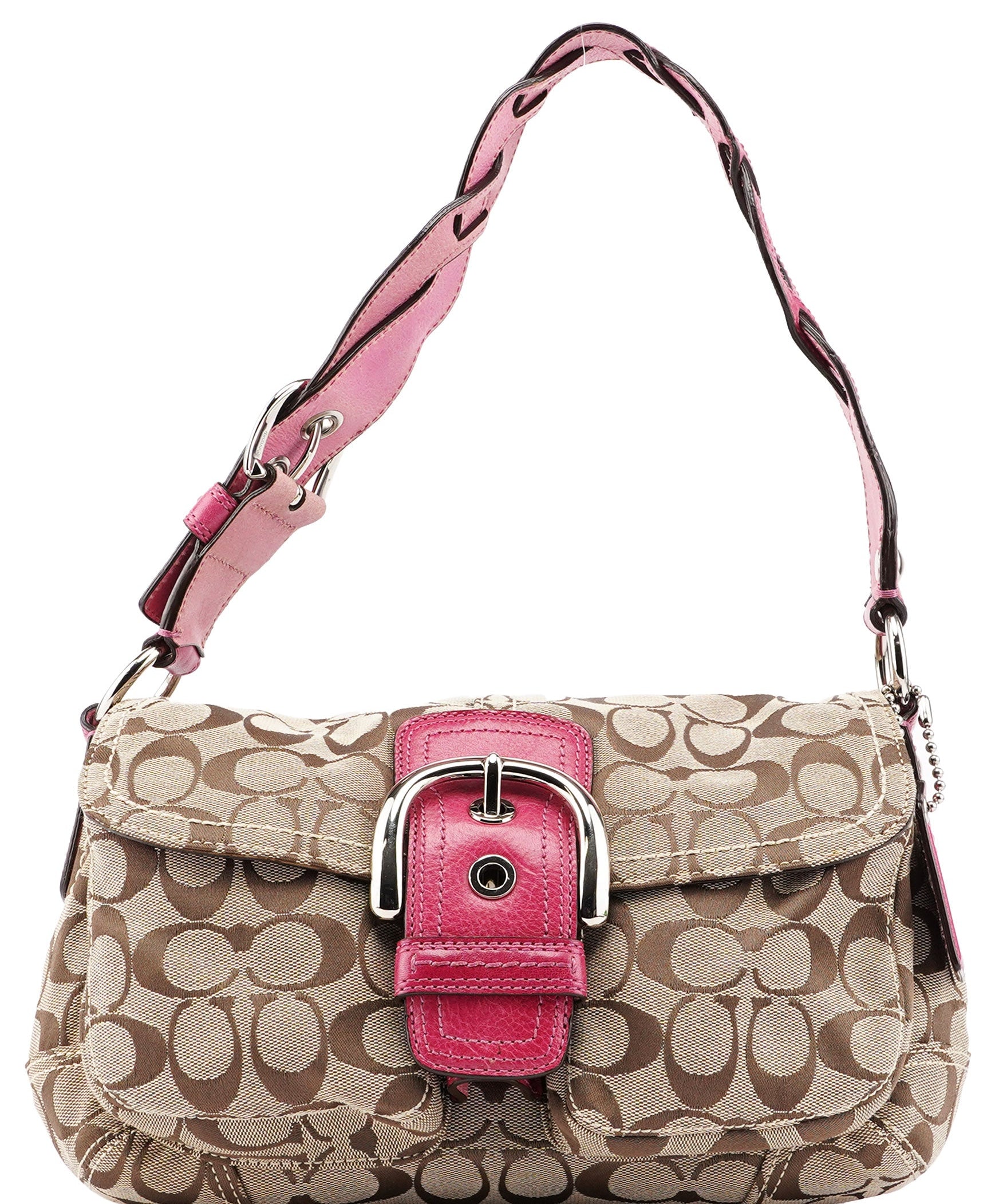 Coach F113862 Beige Pink Signature C Soho Shoulder Bag