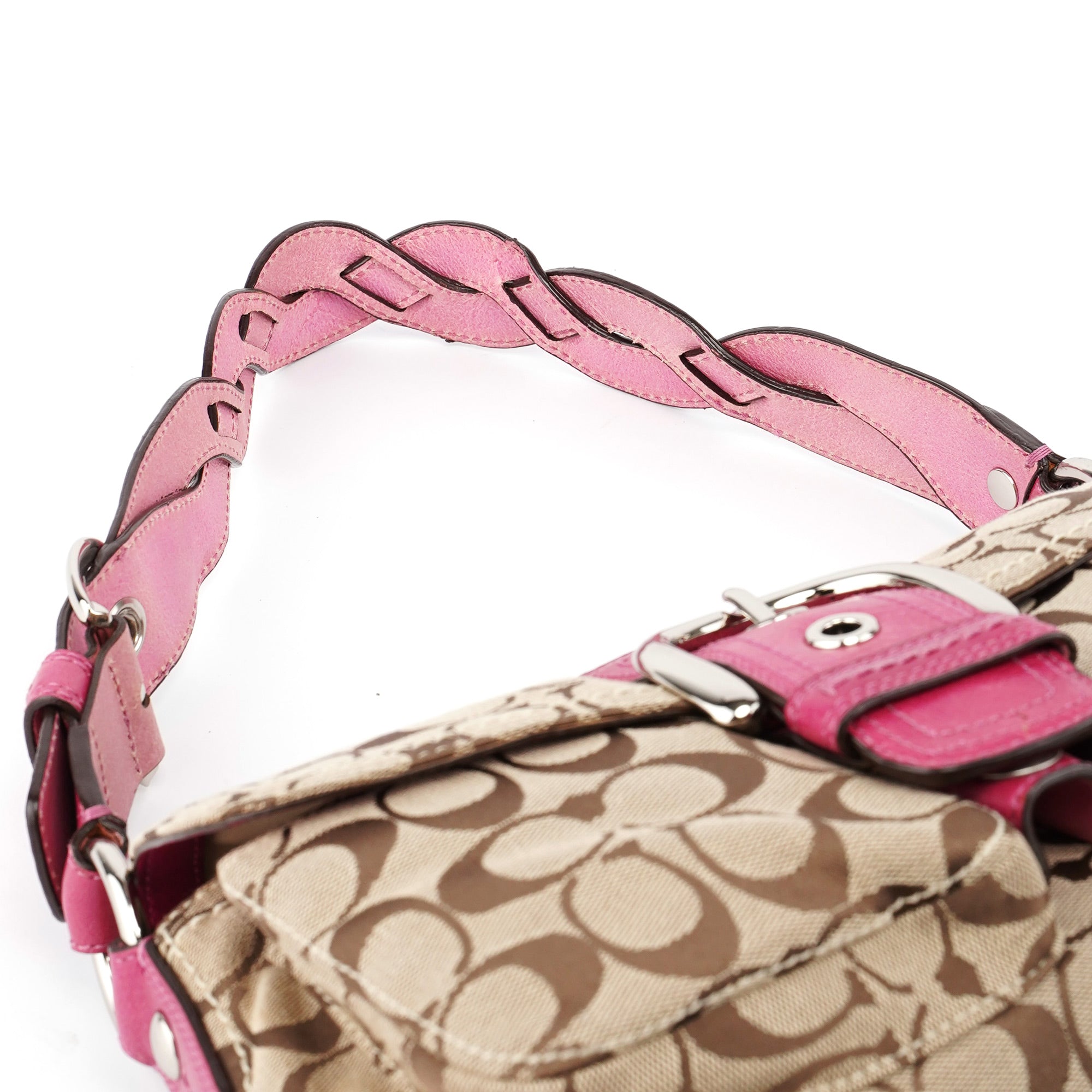 Coach F113862 Beige Pink Signature C Soho Shoulder Bag