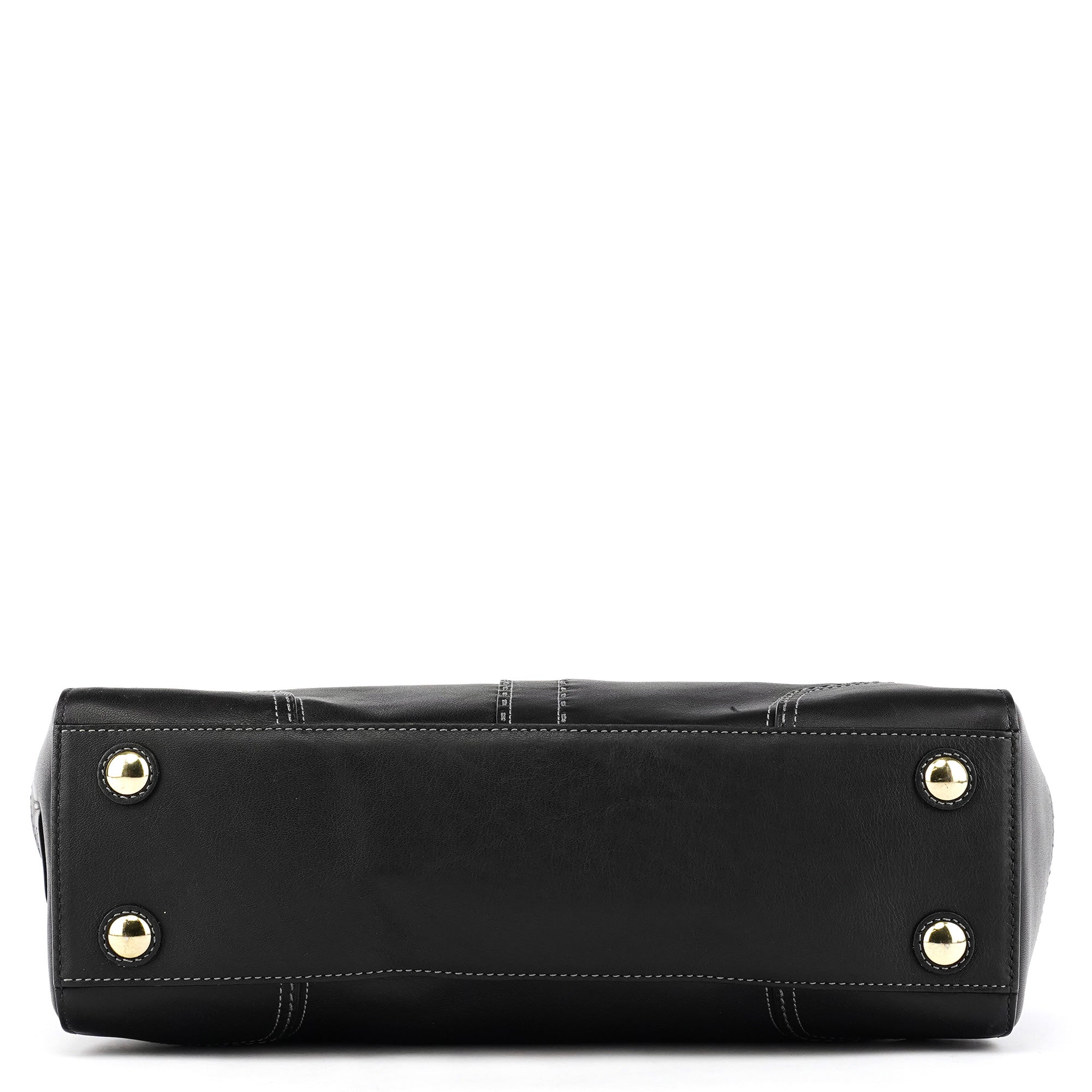 Coach F11547 Black Leather Turnlock Tote Bag