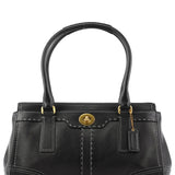 Coach F11547 Black Leather Turnlock Tote Bag