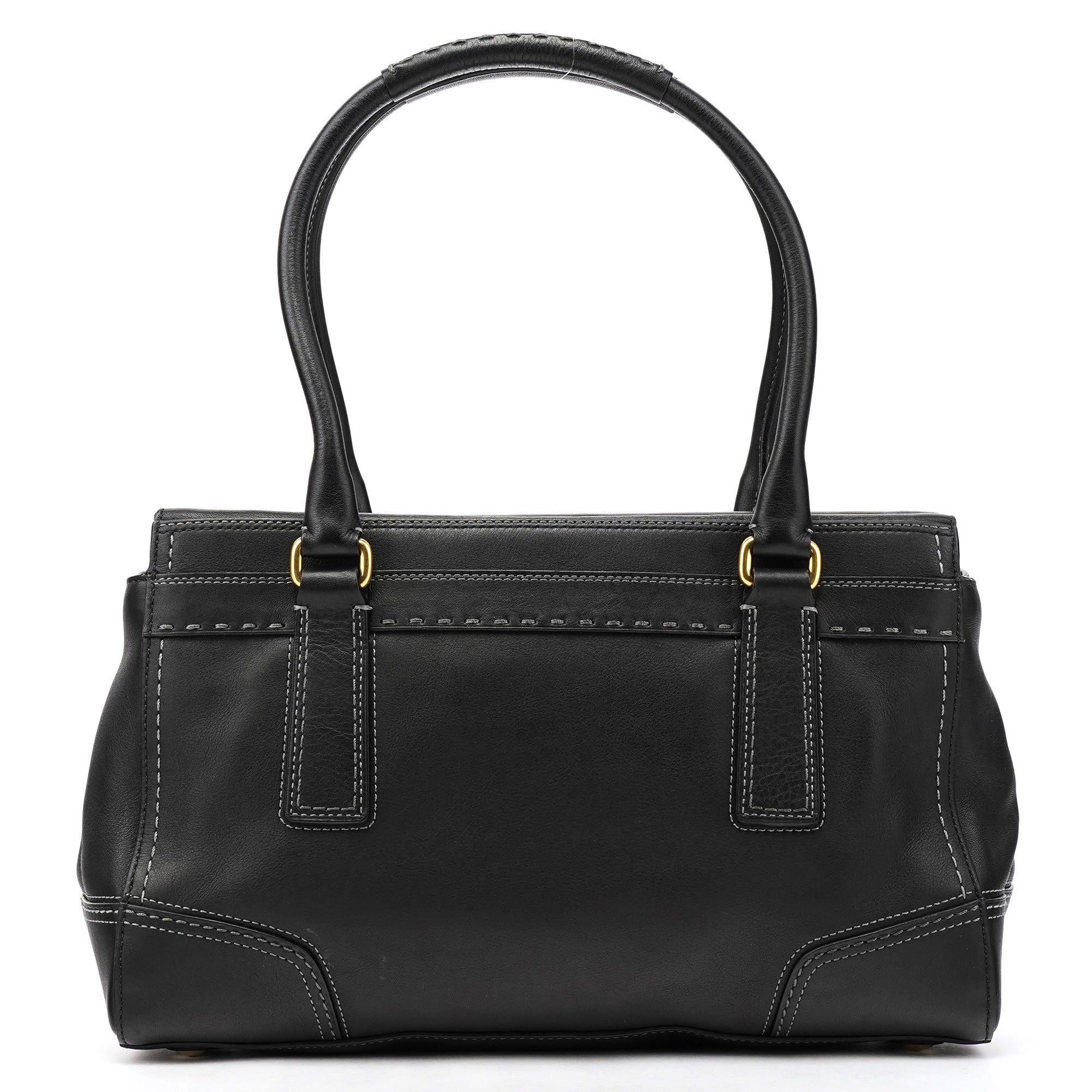 Coach F11547 Black Leather Turnlock Tote Bag