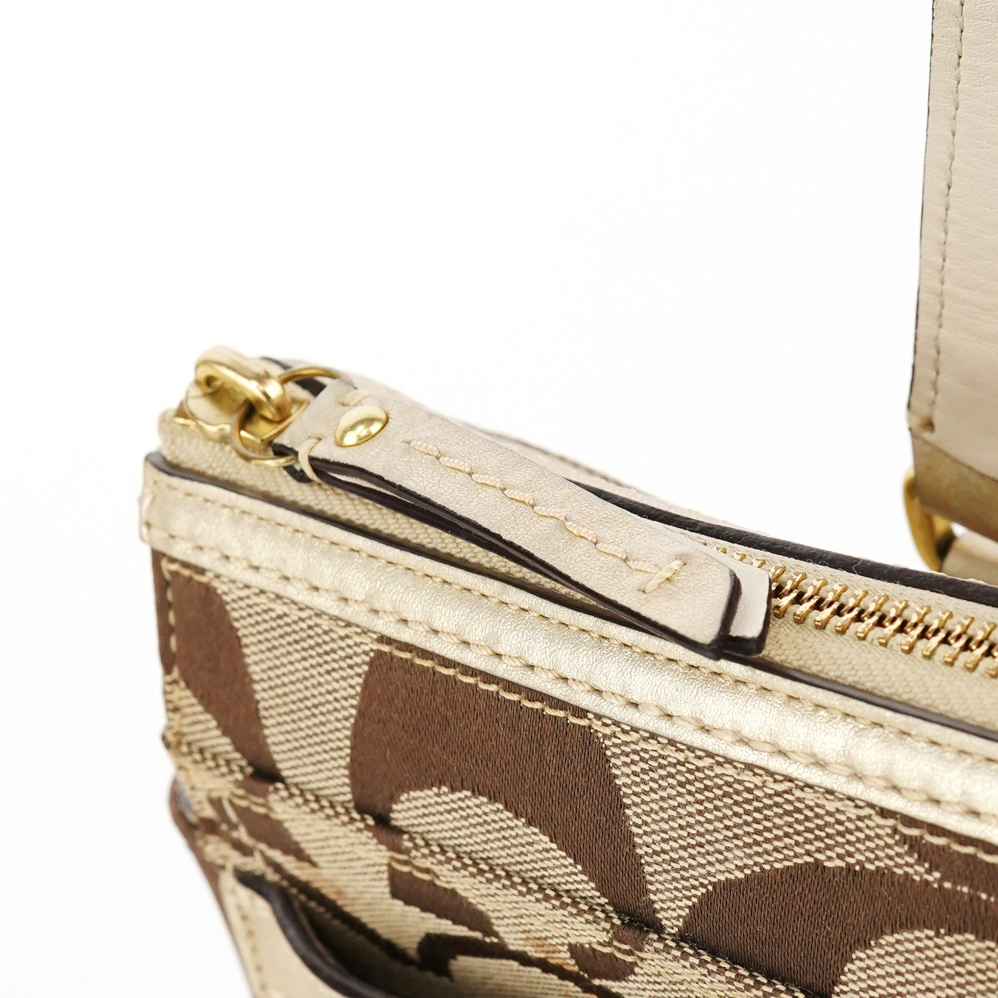 Coach F11620 Beige Gold Signature Turnlock Tote Bag