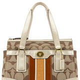 Coach F11620 Beige Gold Signature Turnlock Tote Bag