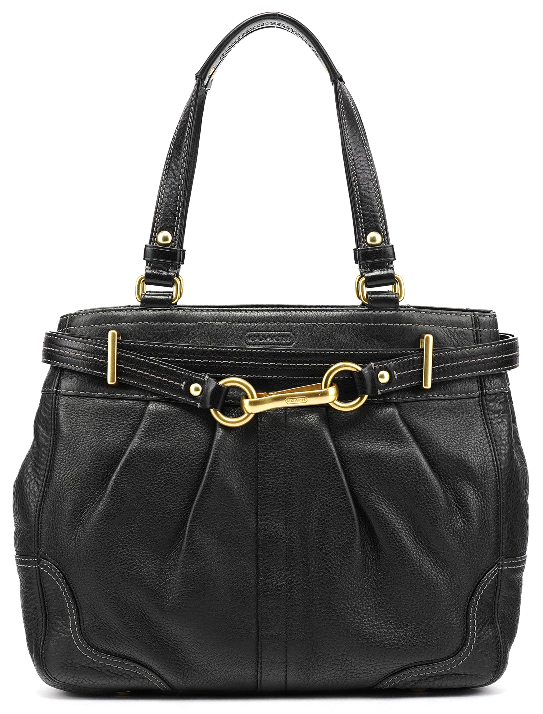 Coach F12178 Black Leather Hamptons Tote Bag