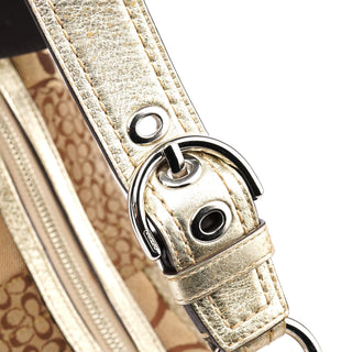 Coach F12315 Beige Gold Signature Patchwork Hobo Bag