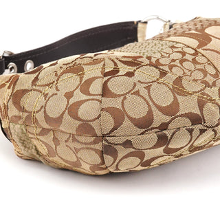 Coach F12315 Beige Gold Signature Patchwork Hobo Bag