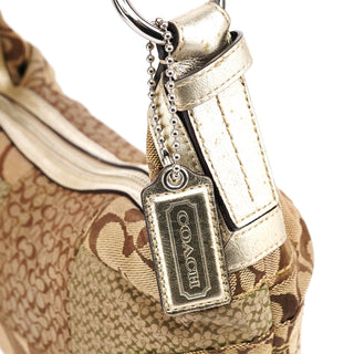 Coach F12315 Beige Gold Signature Patchwork Hobo Bag