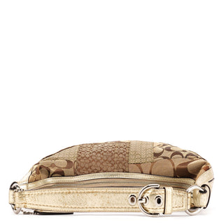 Coach F12315 Beige Gold Signature Patchwork Hobo Bag