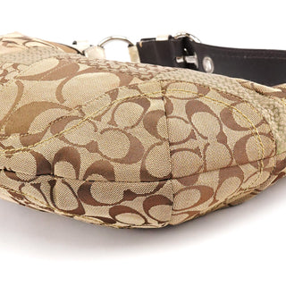Coach F12315 Beige Gold Signature Patchwork Hobo Bag