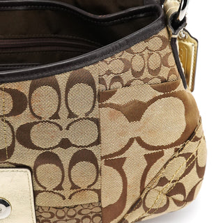 Coach F12316 Beige Gold Patchwork Soho Shoulder Bag