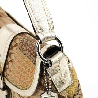 Coach F12316 Beige Gold Patchwork Soho Shoulder Bag
