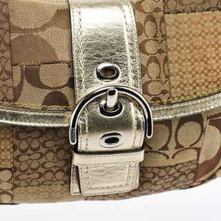 Coach F12316 Beige Gold Patchwork Soho Shoulder Bag