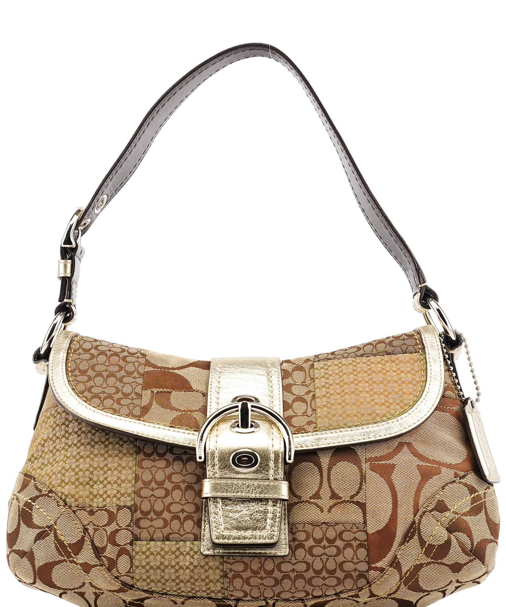 Coach F12316 Beige Gold Patchwork Soho Shoulder Bag