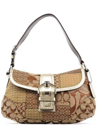 Coach F12316 Beige Gold Patchwork Soho Shoulder Bag
