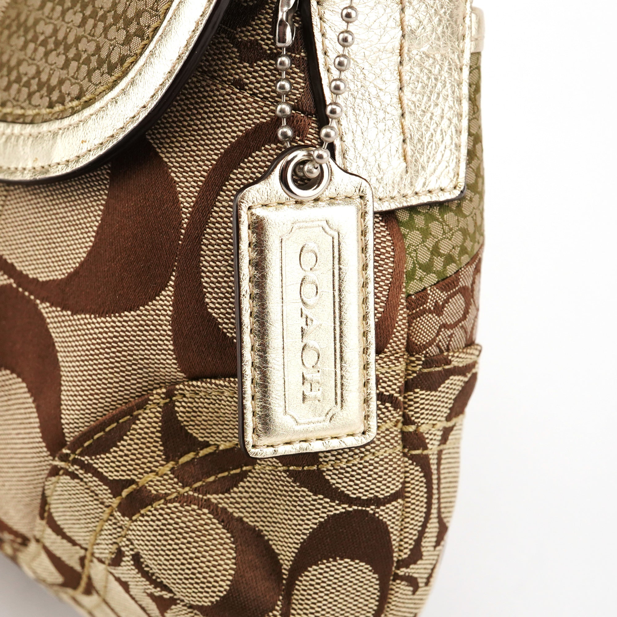 Coach F12316 Beige Gold Patchwork Soho Shoulder Bag