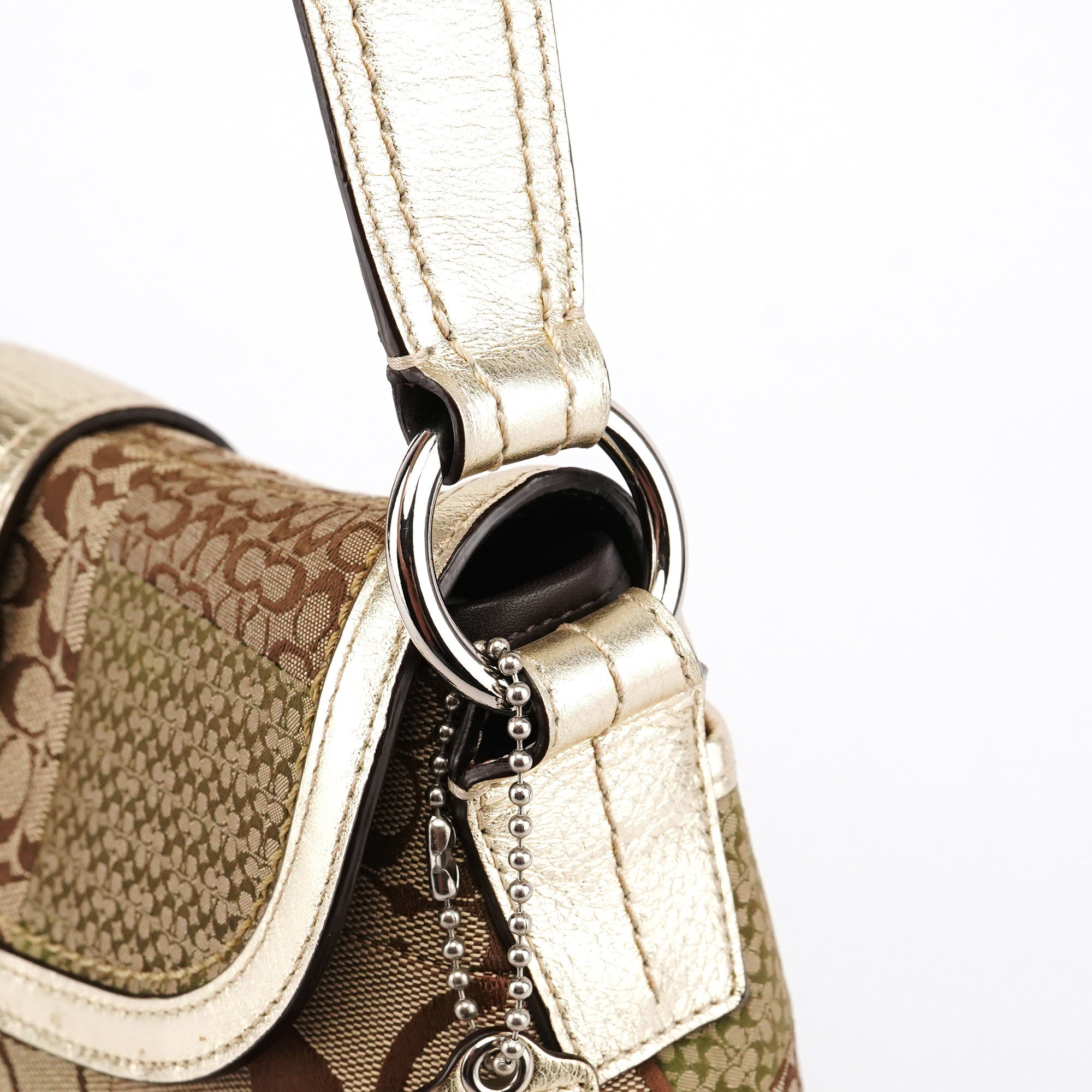 Coach F12316 Beige Gold Patchwork Soho Shoulder Bag
